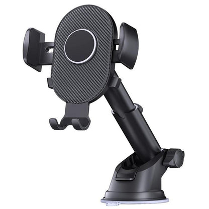 D40+105+K5 For Windshield / Dashboard Carbon Fiber Texture Car Suction Cup Telescopic Arm Phone Holder with Air Vent Clip