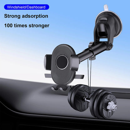 D40+105+K5 For Windshield / Dashboard Carbon Fiber Texture Car Suction Cup Telescopic Arm Phone Holder with Air Vent Clip