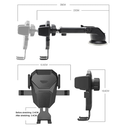 D25+105+K5 Telescopic Suction Cup Dashboard Phone Mount Air Vent Car Phone Holder Auto Locking Car Phone Clip
