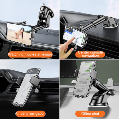 D25+105+K5 Telescopic Suction Cup Dashboard Phone Mount Air Vent Car Phone Holder Auto Locking Car Phone Clip
