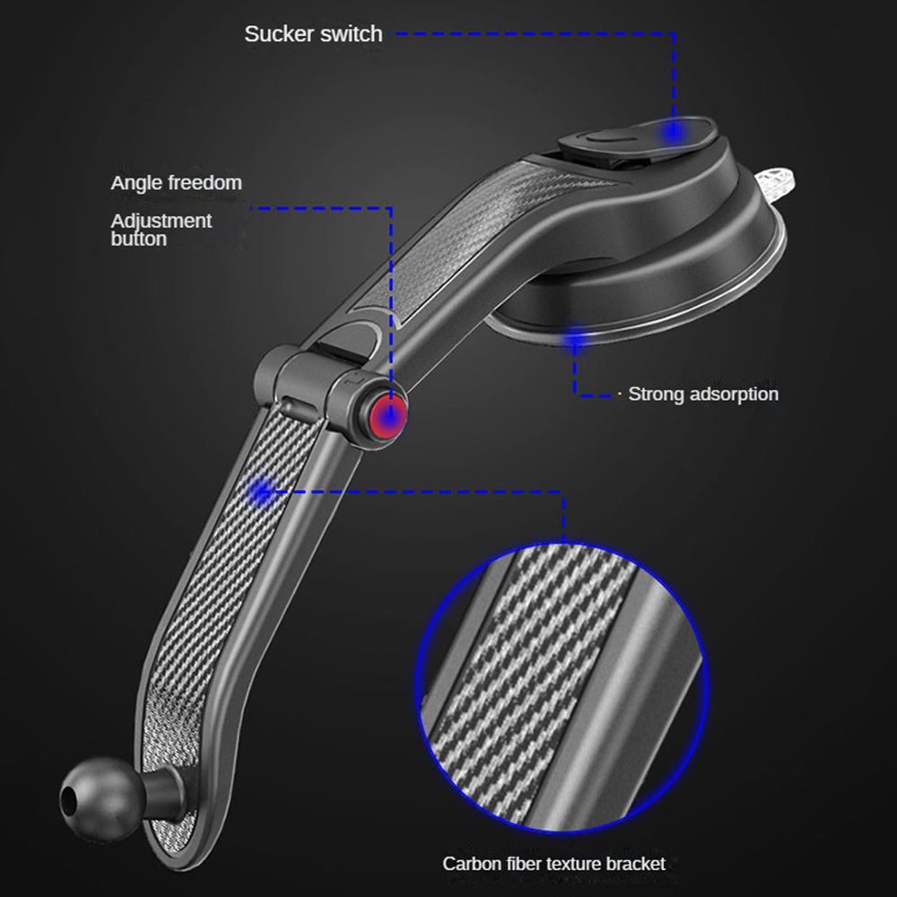 ES33 ABS+Carbon Fiber 360 Degree Rotation Suction Cup Mount Car Mobile Phone Holder Bracket