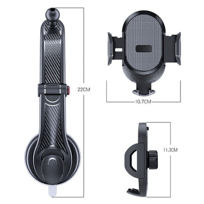 ES33 ABS+Carbon Fiber 360 Degree Rotation Suction Cup Mount Car Mobile Phone Holder Bracket