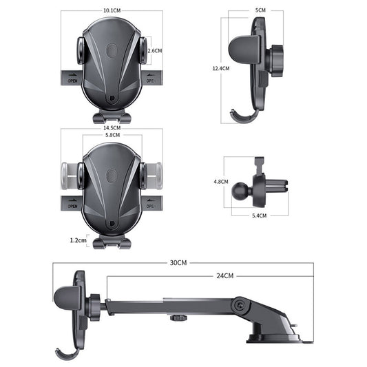 D-43+128+120 Car Dashboard Telescopic Suction Cell Phone Mount Multi-functional Car Air Vent Phone Holder