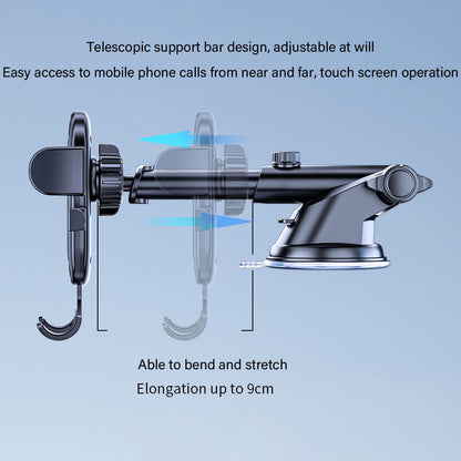 D48+105+K5 Car Dashboard Windshield Air Vents Phone Holder Brushed Pattern Telescopic Suction Cup Car Phone Mount