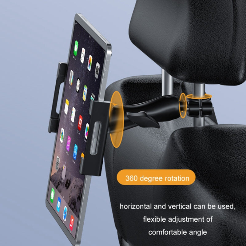 Car Headrest Metal Phone Mount Stretchable Car Seat Back Tablet Holder Compatible with 4.7-11 inch Cellphone, Tablets
