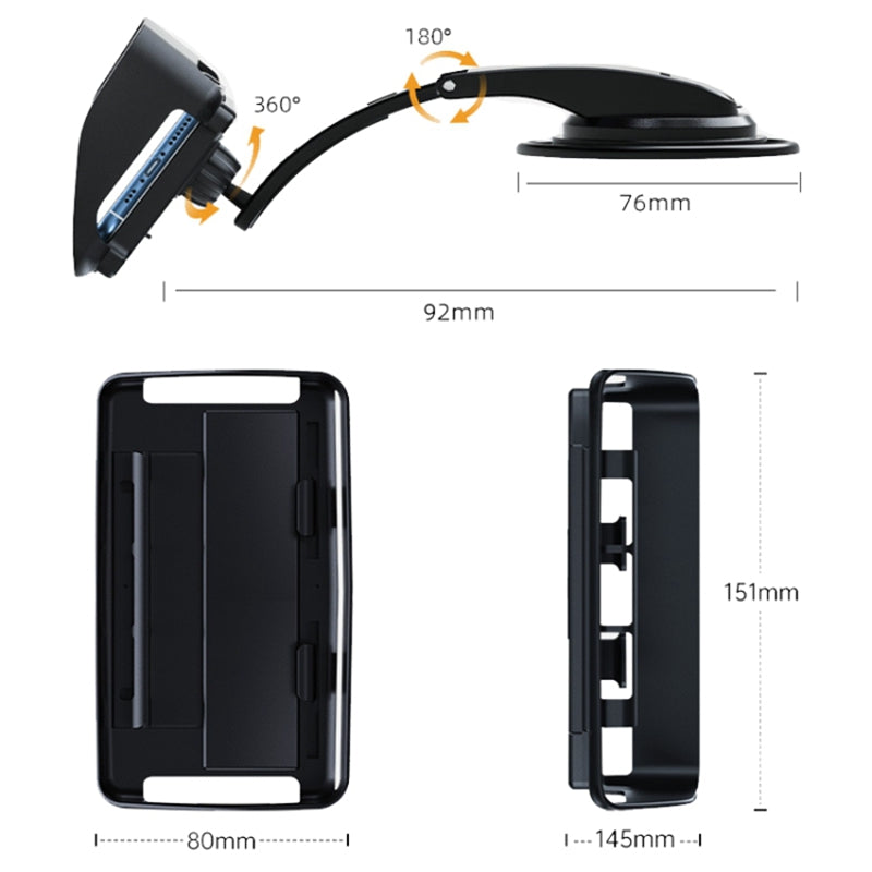 Car Dashboard Sucker Phone Holder 360° Rotatable Car Windshield Handsfree Phone Mount