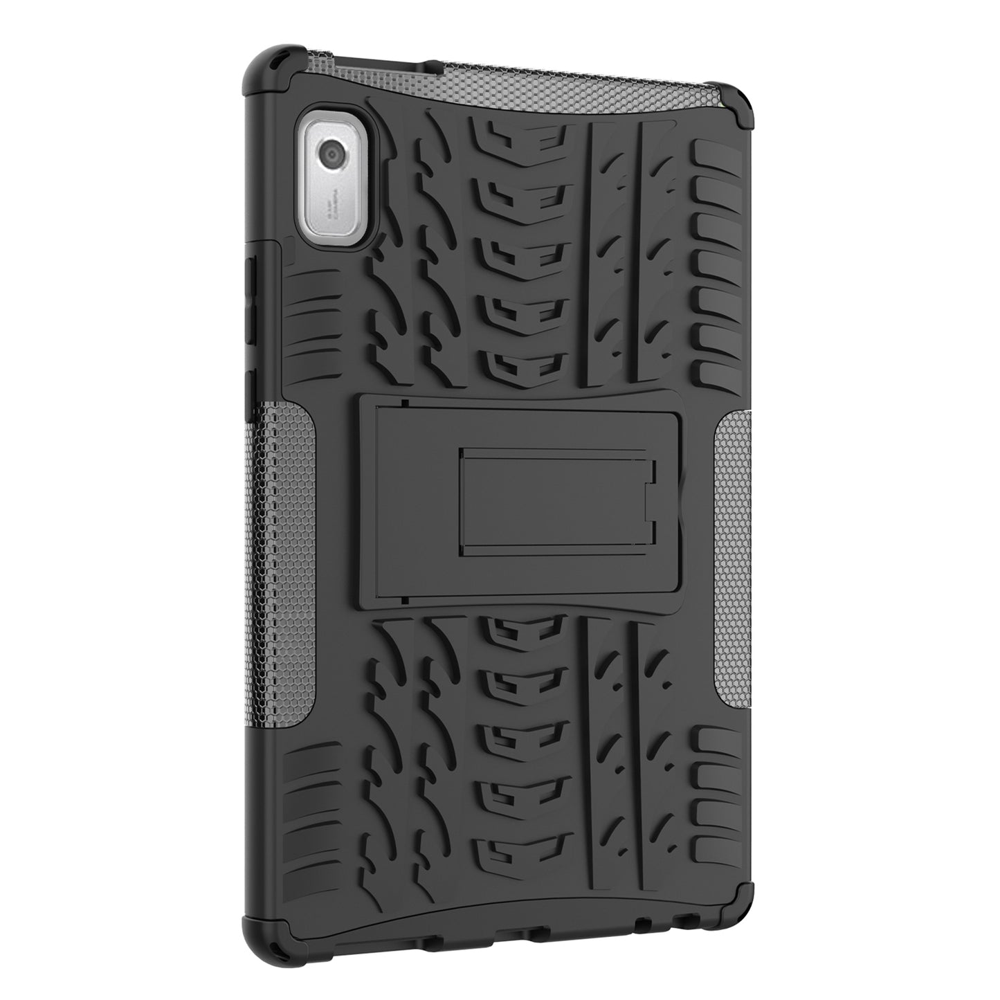 For Lenovo Tab M9 Tyre Pattern Kickstand Case PC+TPU Shockproof Tablet Cover