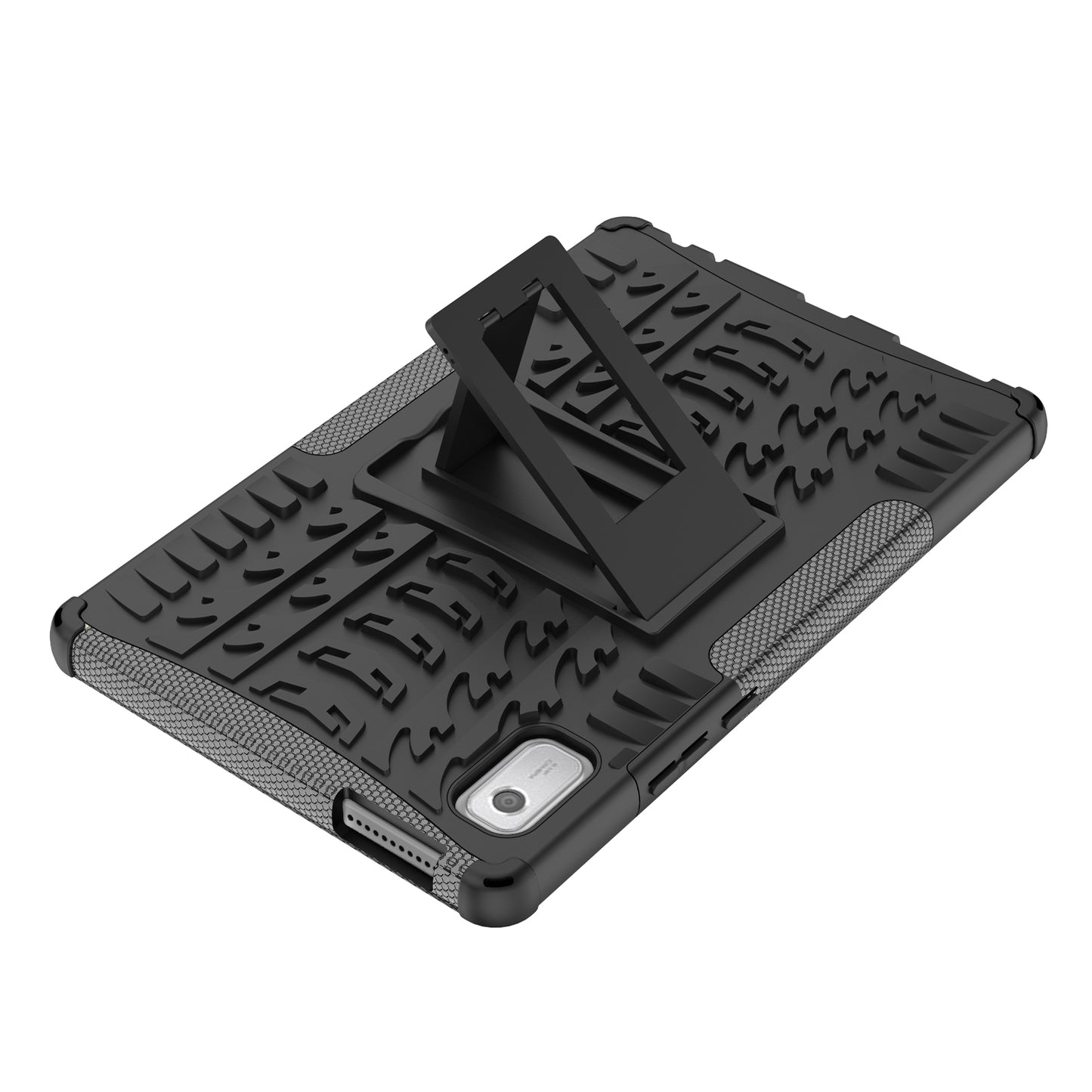 For Lenovo Tab M9 Tyre Pattern Kickstand Case PC+TPU Shockproof Tablet Cover