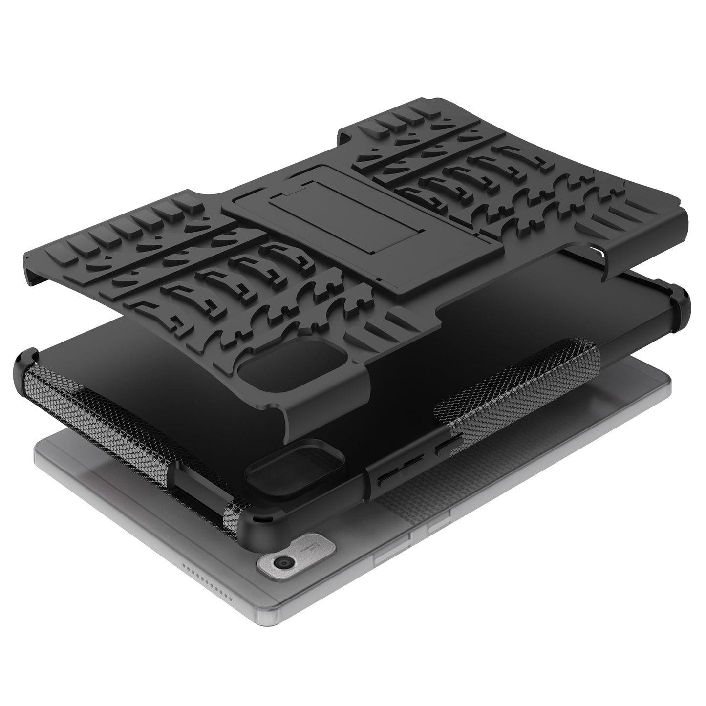 For Lenovo Tab M9 Tyre Pattern Kickstand Case PC+TPU Shockproof Tablet Cover