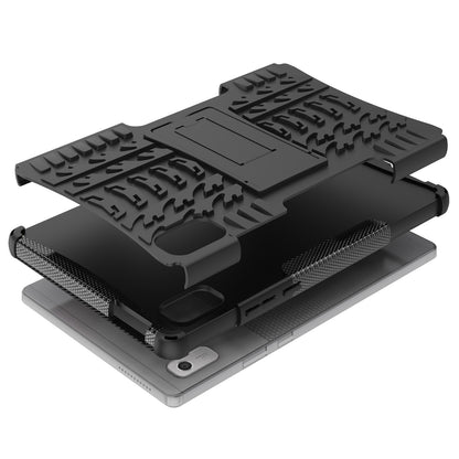 For Lenovo Tab M9 Tyre Pattern Kickstand Case PC+TPU Shockproof Tablet Cover