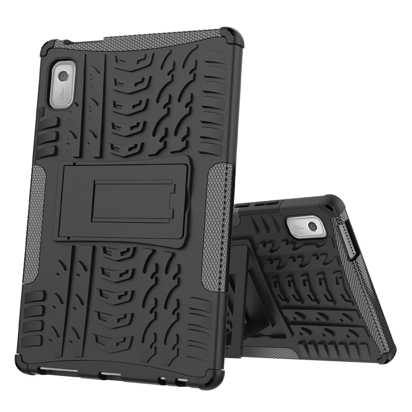For Lenovo Tab M9 Tyre Pattern Kickstand Case PC+TPU Shockproof Tablet Cover