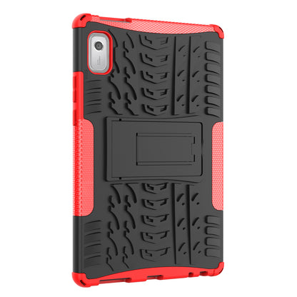 For Lenovo Tab M9 Tyre Pattern Kickstand Case PC+TPU Shockproof Tablet Cover