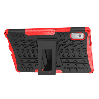 For Lenovo Tab M9 Tyre Pattern Kickstand Case PC+TPU Shockproof Tablet Cover