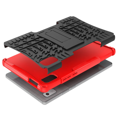 For Lenovo Tab M9 Tyre Pattern Kickstand Case PC+TPU Shockproof Tablet Cover