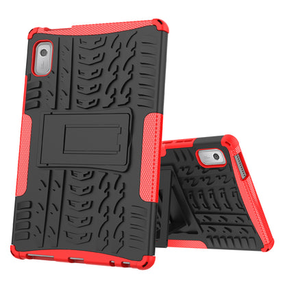 For Lenovo Tab M9 Tyre Pattern Kickstand Case PC+TPU Shockproof Tablet Cover