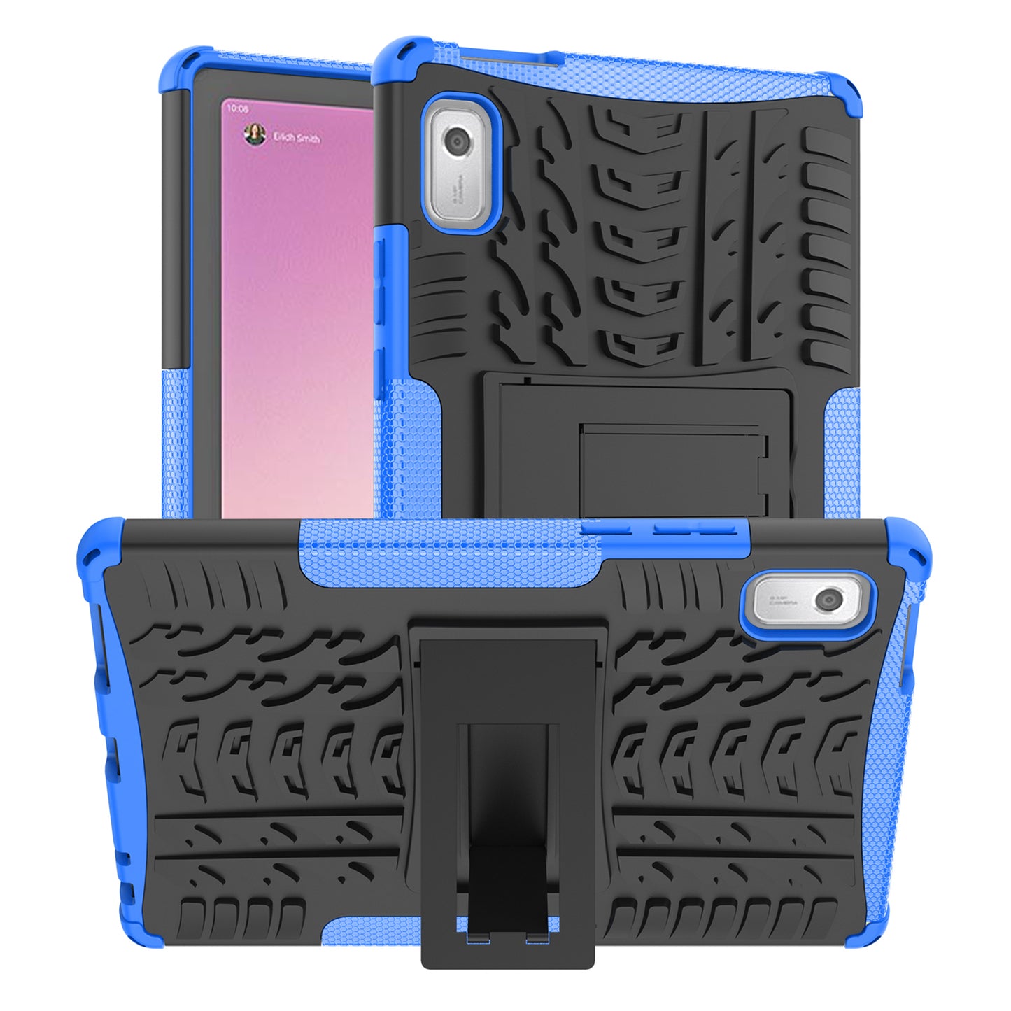 For Lenovo Tab M9 Tyre Pattern Kickstand Case PC+TPU Shockproof Tablet Cover