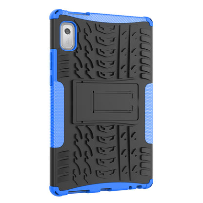 For Lenovo Tab M9 Tyre Pattern Kickstand Case PC+TPU Shockproof Tablet Cover