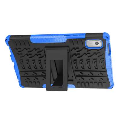 For Lenovo Tab M9 Tyre Pattern Kickstand Case PC+TPU Shockproof Tablet Cover