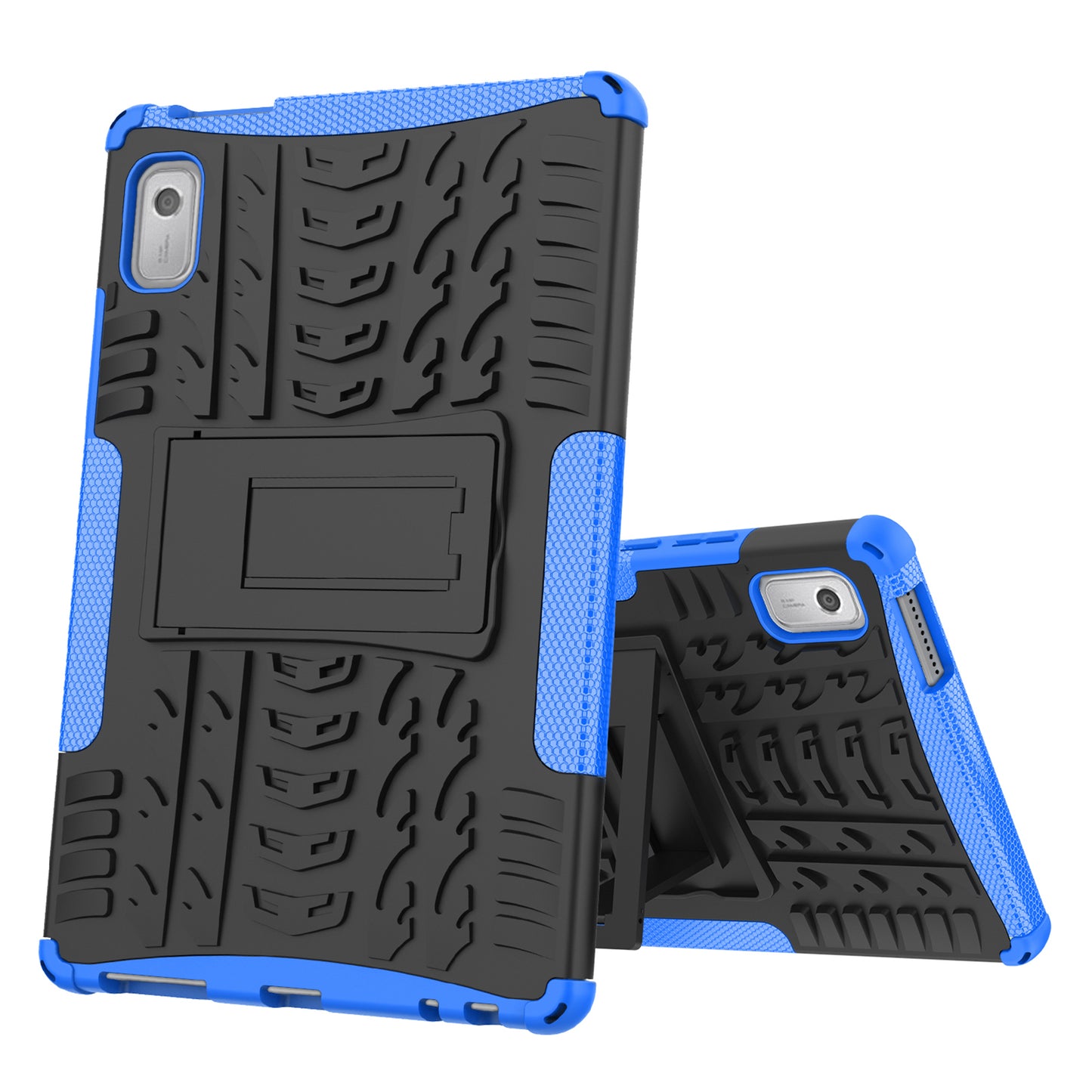For Lenovo Tab M9 Tyre Pattern Kickstand Case PC+TPU Shockproof Tablet Cover