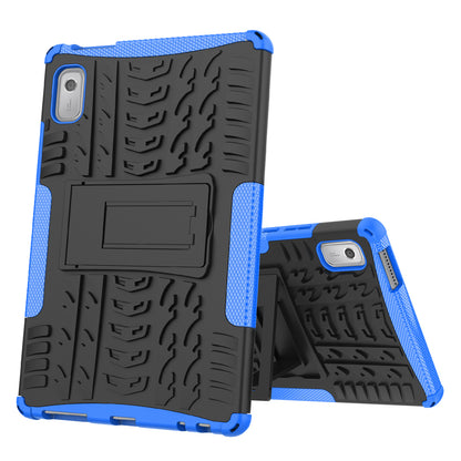 For Lenovo Tab M9 Tyre Pattern Kickstand Case PC+TPU Shockproof Tablet Cover