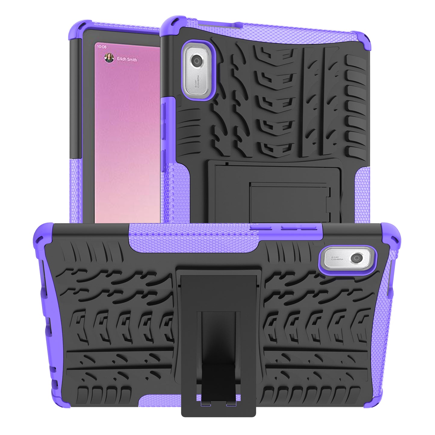 For Lenovo Tab M9 Tyre Pattern Kickstand Case PC+TPU Shockproof Tablet Cover