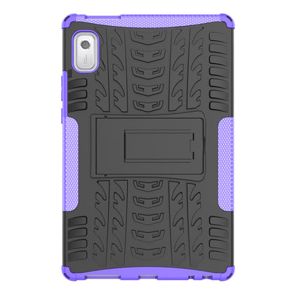 For Lenovo Tab M9 Tyre Pattern Kickstand Case PC+TPU Shockproof Tablet Cover