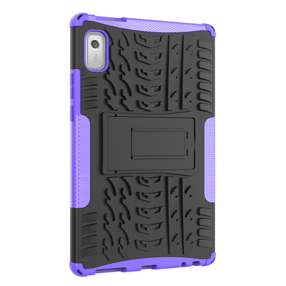 For Lenovo Tab M9 Tyre Pattern Kickstand Case PC+TPU Shockproof Tablet Cover