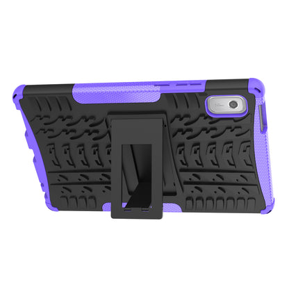 For Lenovo Tab M9 Tyre Pattern Kickstand Case PC+TPU Shockproof Tablet Cover