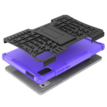 For Lenovo Tab M9 Tyre Pattern Kickstand Case PC+TPU Shockproof Tablet Cover