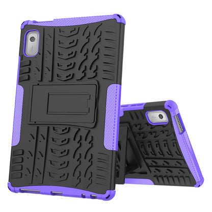 For Lenovo Tab M9 Tyre Pattern Kickstand Case PC+TPU Shockproof Tablet Cover