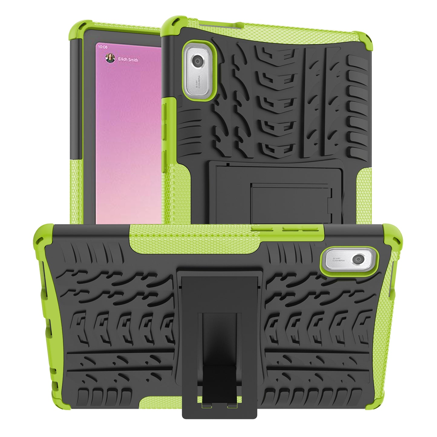 For Lenovo Tab M9 Tyre Pattern Kickstand Case PC+TPU Shockproof Tablet Cover
