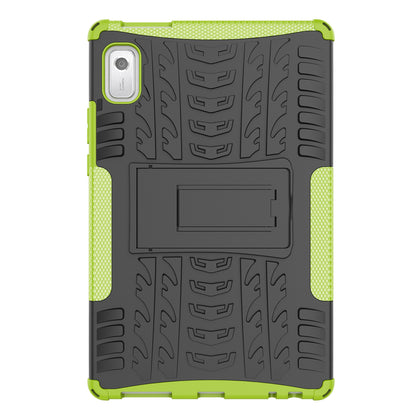 For Lenovo Tab M9 Tyre Pattern Kickstand Case PC+TPU Shockproof Tablet Cover