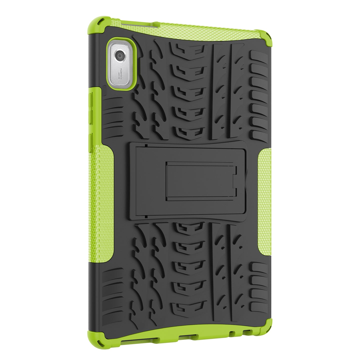 For Lenovo Tab M9 Tyre Pattern Kickstand Case PC+TPU Shockproof Tablet Cover