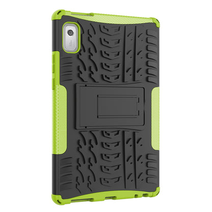 For Lenovo Tab M9 Tyre Pattern Kickstand Case PC+TPU Shockproof Tablet Cover