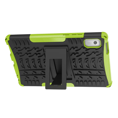 For Lenovo Tab M9 Tyre Pattern Kickstand Case PC+TPU Shockproof Tablet Cover