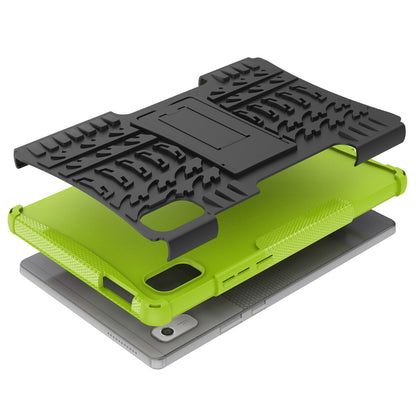For Lenovo Tab M9 Tyre Pattern Kickstand Case PC+TPU Shockproof Tablet Cover