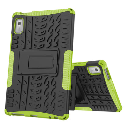 For Lenovo Tab M9 Tyre Pattern Kickstand Case PC+TPU Shockproof Tablet Cover
