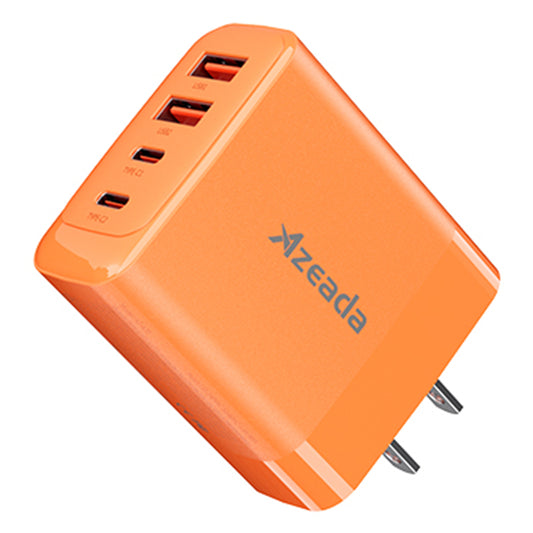 AZEADA 65W Fast Charging Adapter 2 Type-C + 2 USB Portable GaN Wall Charger
