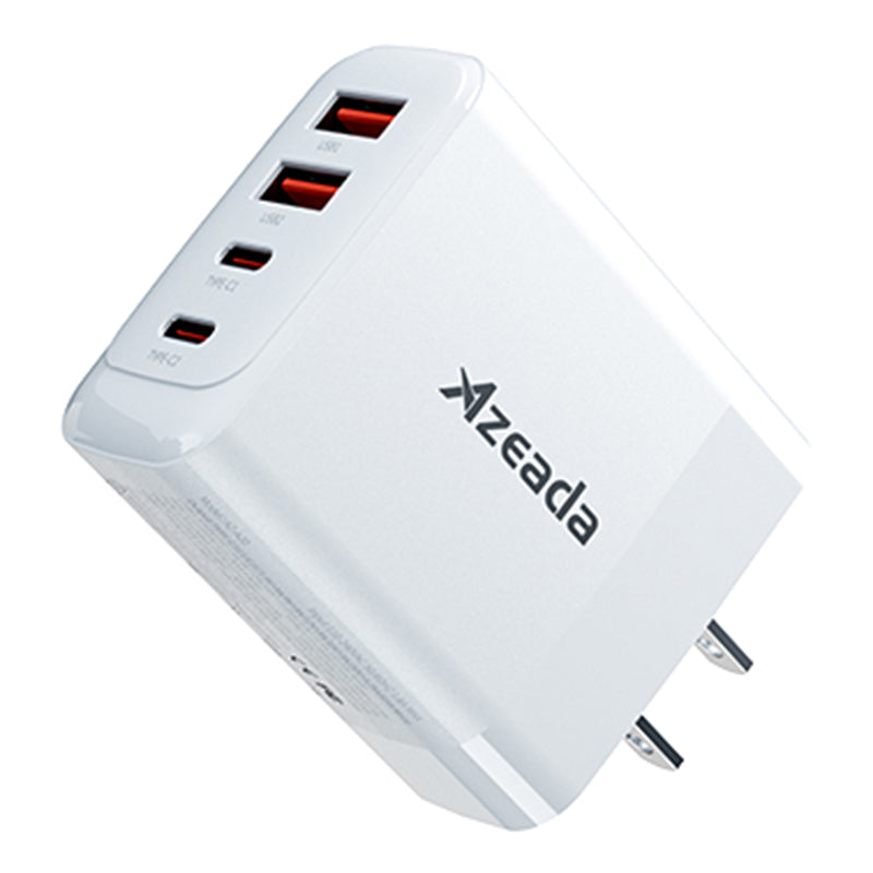 AZEADA 65W Fast Charging Adapter 2 Type-C + 2 USB Portable GaN Wall Charger