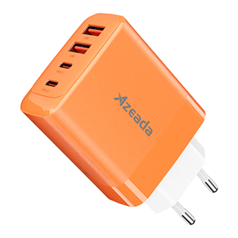 AZEADA 65W Fast Charging Adapter 2 Type-C + 2 USB Portable GaN Wall Charger