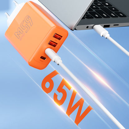 AZEADA 65W Fast Charging Adapter 2 Type-C + 2 USB Portable GaN Wall Charger