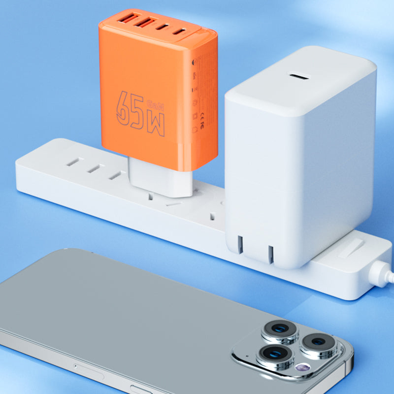 AZEADA 65W Fast Charging Adapter 2 Type-C + 2 USB Portable GaN Wall Charger