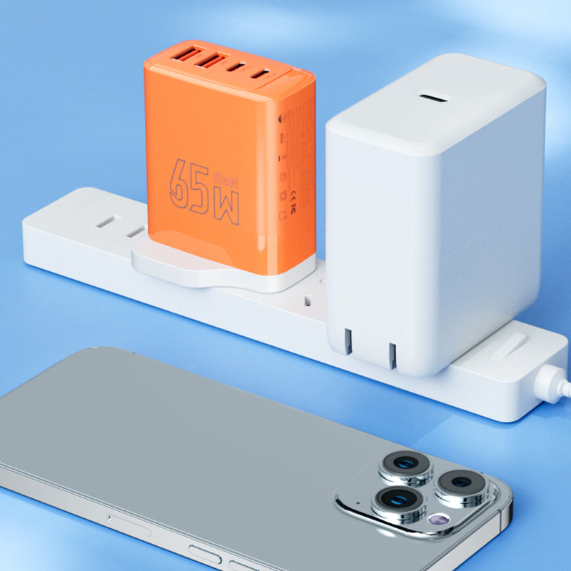 AZEADA 65W Fast Charging Adapter 2 Type-C + 2 USB Portable GaN Wall Charger