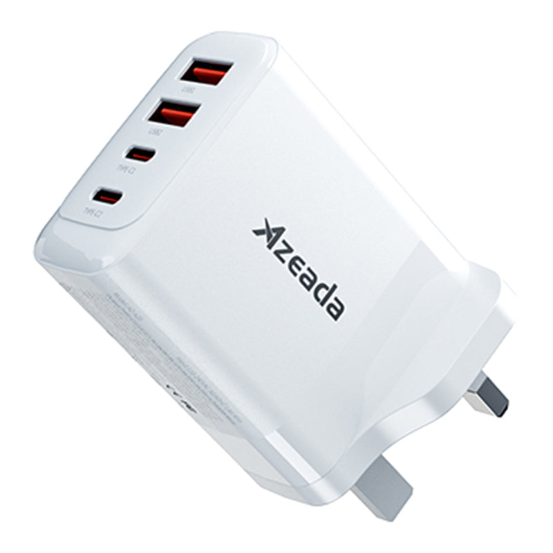 AZEADA 65W Fast Charging Adapter 2 Type-C + 2 USB Portable GaN Wall Charger