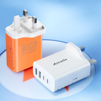 AZEADA 65W Fast Charging Adapter 2 Type-C + 2 USB Portable GaN Wall Charger