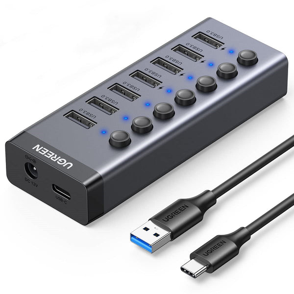 UGREEN CM481 USB 3.0 Splitter Docking Station 7-Port USB Hub Adapter with Extension Cable (CN Plug)