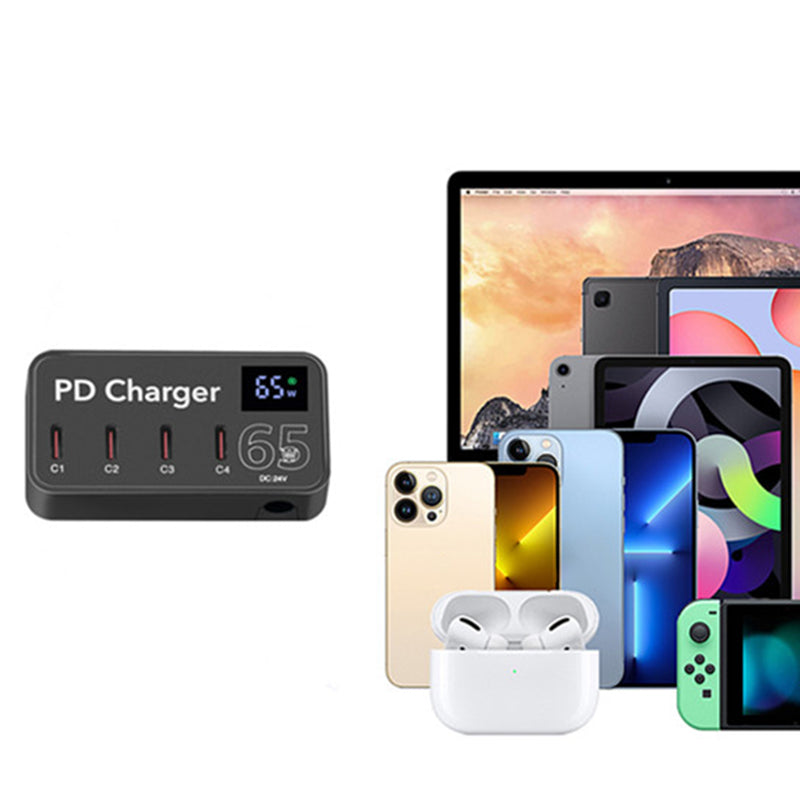 H988C Digital Display 4-Port USB C Charger PD Fast Charger Desktop Charging Station (CE Certified)