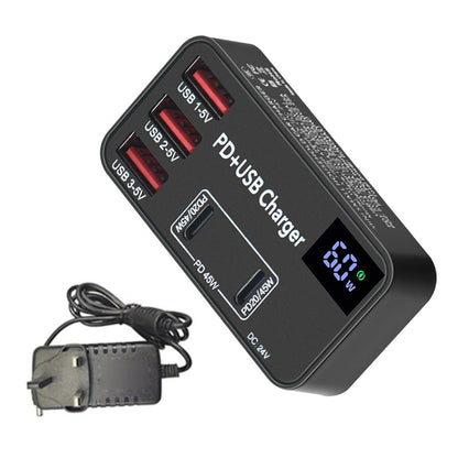 H988B 3 USB + 2 Type-C PD Fast Charger Desktop Charging Station with Digital Display (CE Certified)