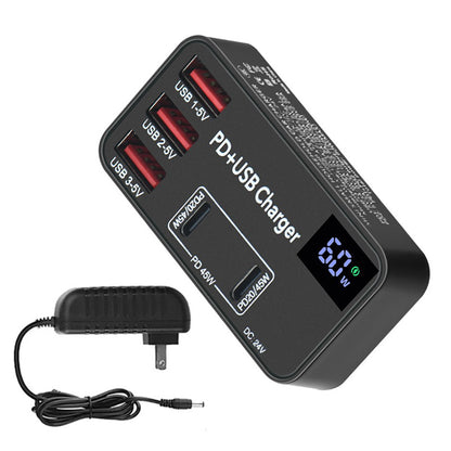 H988B 3 USB + 2 Type-C PD Fast Charger Desktop Charging Station with Digital Display (CE Certified)