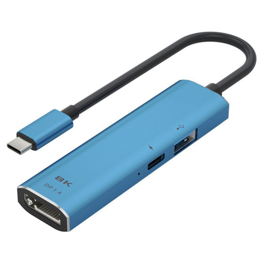 V264B 3-in-1 PD 100W Aluminum Alloy Hub Splitter Type-C Male to PD + USB2.0 + DP1.4 8K Video Adapter